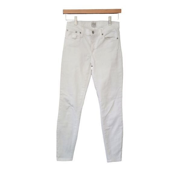 J. Crew Denim - J Crew Toothpick Skinny Ankle White Denim Jeans Stretch Low Rise Boho Size 26